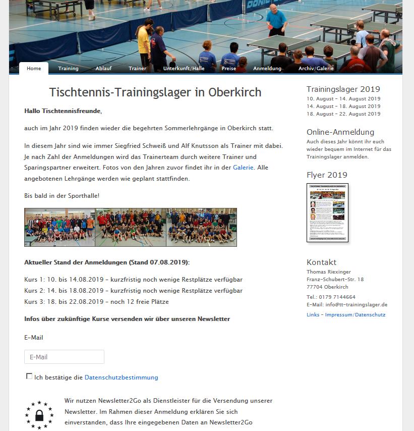 Tischtennis-Trainingslager in Oberkirch